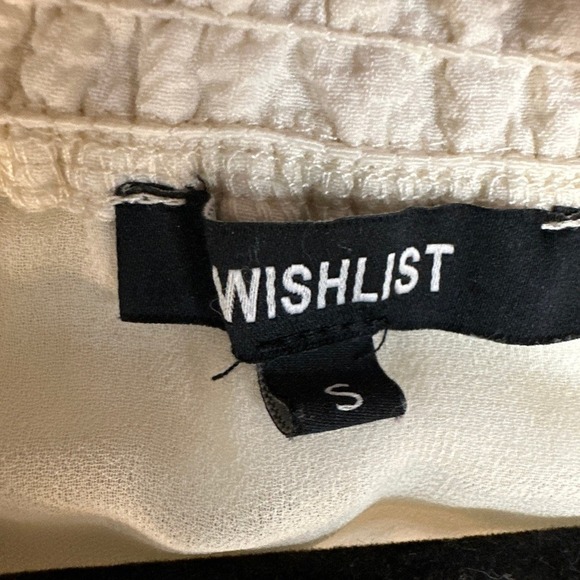 Wishlist texture neck tie mini dress champagne fairy coquette ruffle puff sleeve - Picture 5 of 9